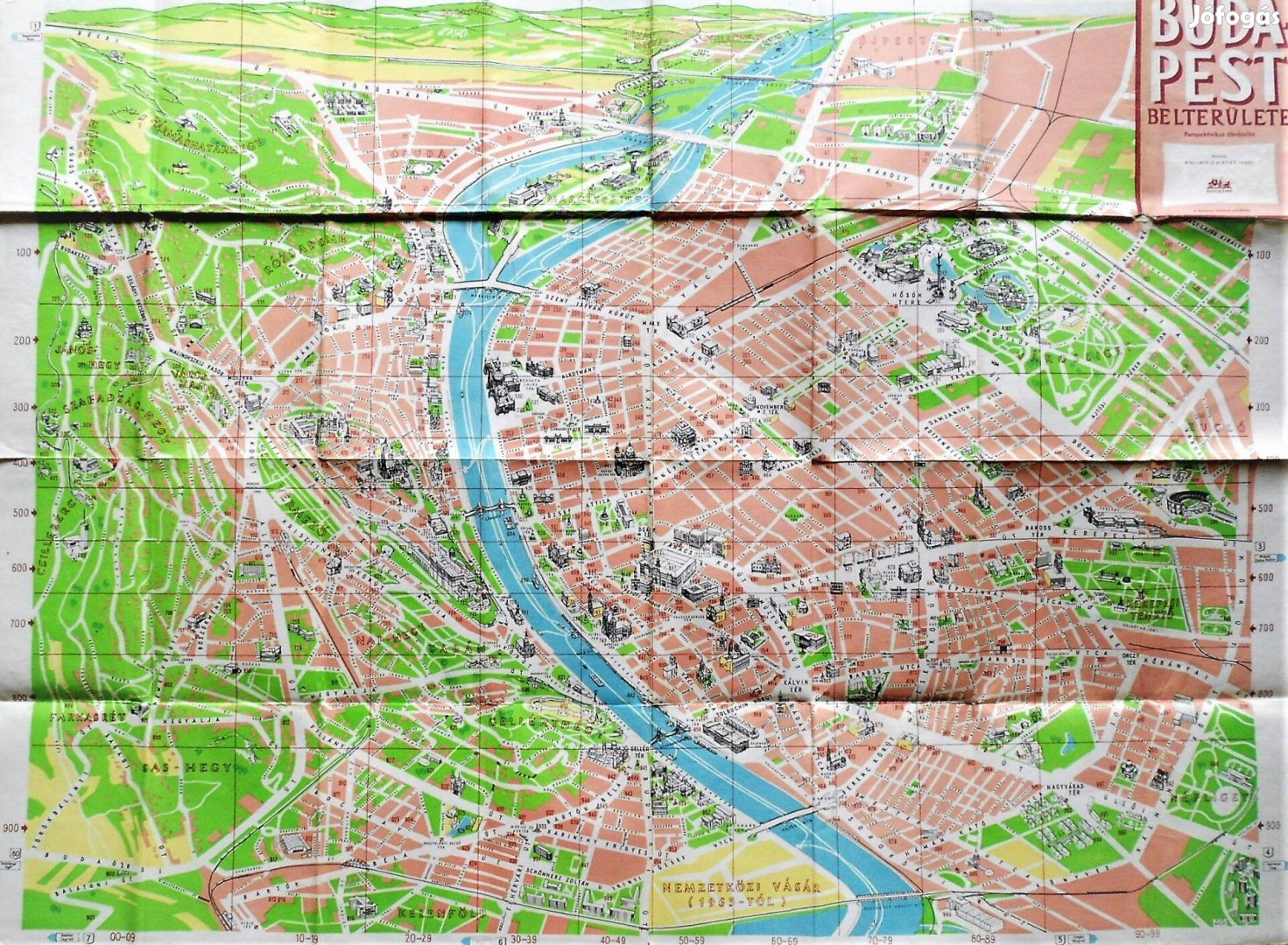 Budapest panoráma térkép 1960-as évek eleje