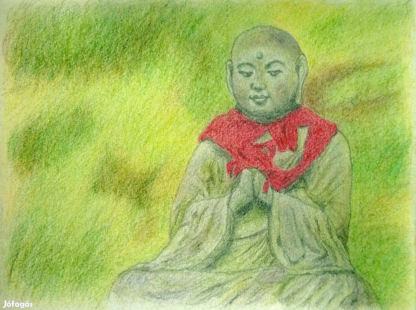 Buddha (szines ceruza rajz)