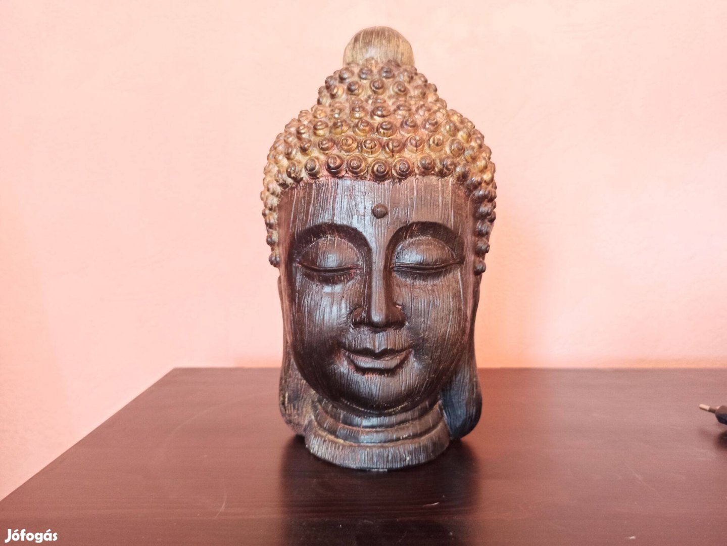 Buddha fej fa faragott szobor 30 cm-es