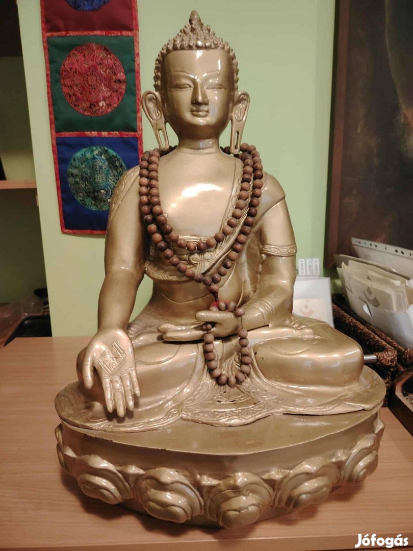 Buddha szobor, 16kg bronz, arany színű