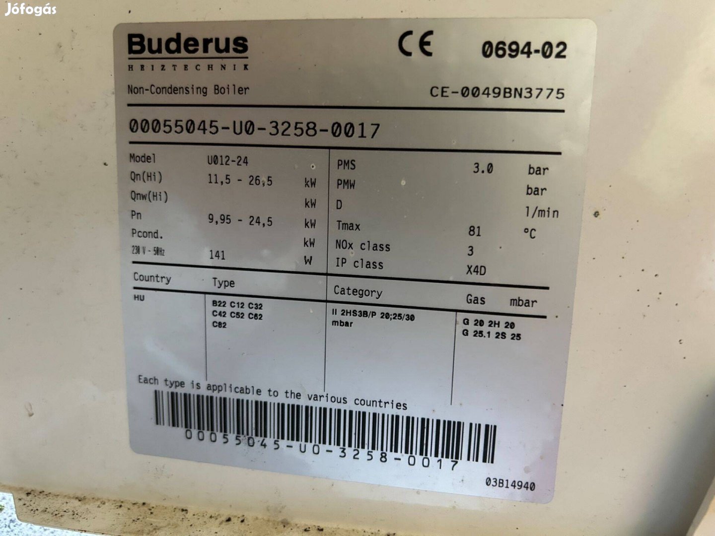 Buderus U012-24 Kombi Kazán Debrecenben eladó