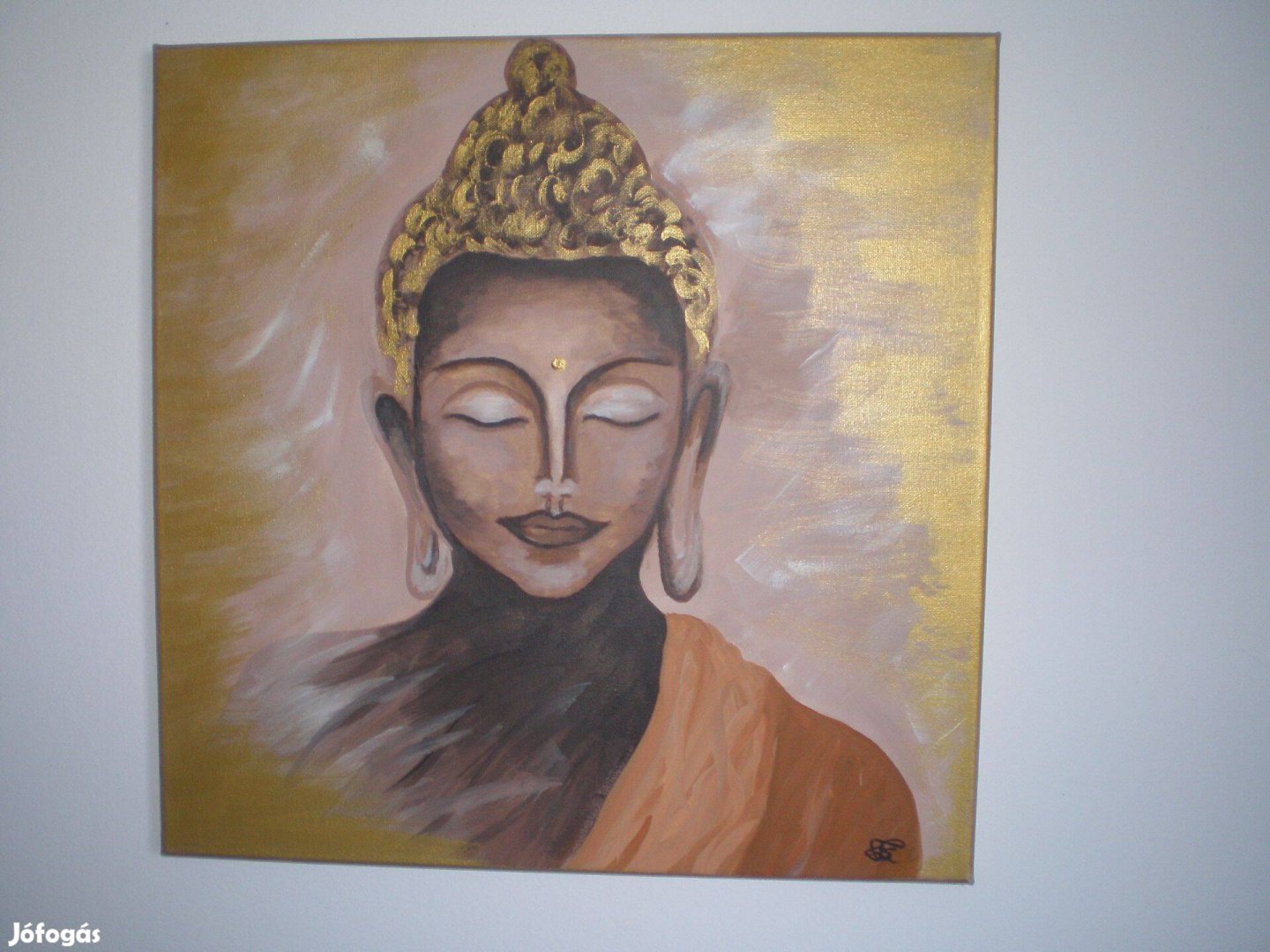 Budha Nő Alakban ábrázoló Vászon Festmény 40 X 40 cm