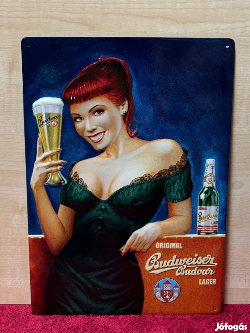 Budweiser fémtábla, falidísz, falikép