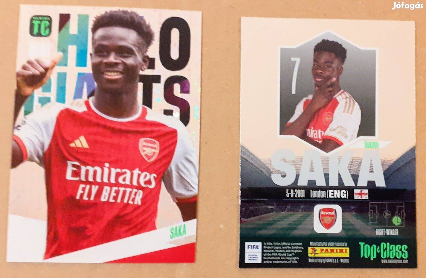 Bukayo Saka Arsenal Holo Giants focis kártya Panini Top Class 2024