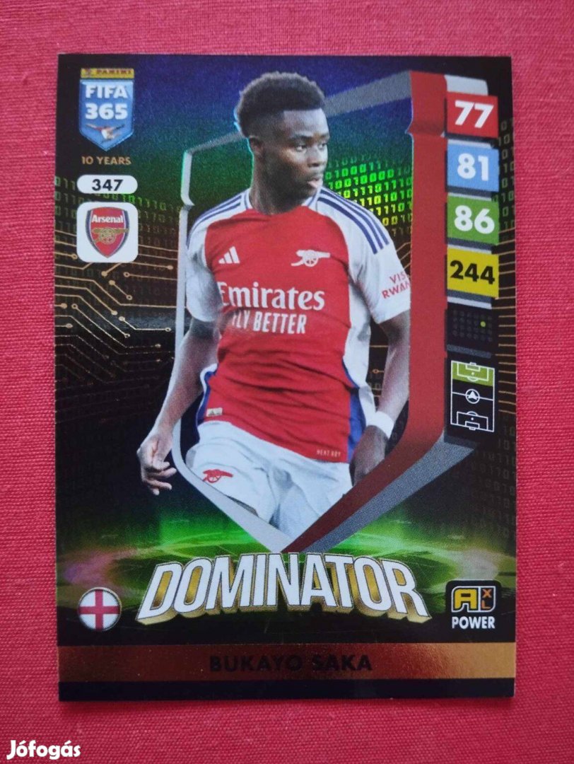 Bukayo Saka (Arsenal) FIFA 365 2025 Power Dominator focis kártya