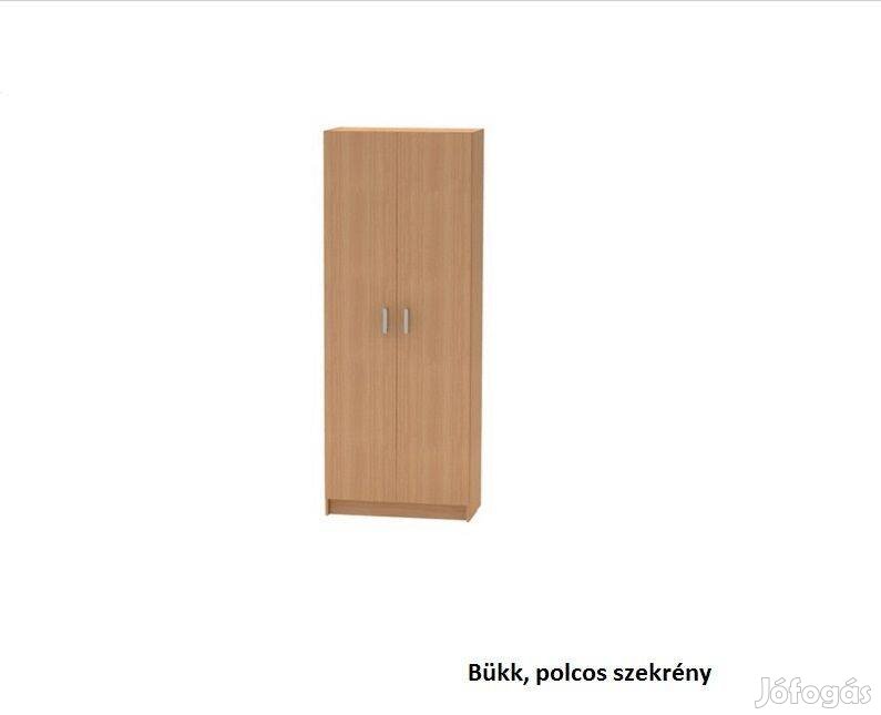 Bükk polcos szekrény kétajtós 70x37x182 cm Új, eredeti csom