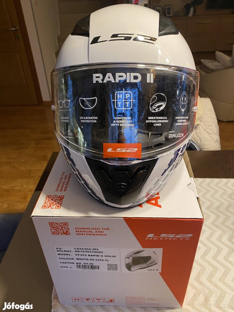 Bukósisak LS2  FF353 Rapid II Solid WIT-06 L Új , sosem használt