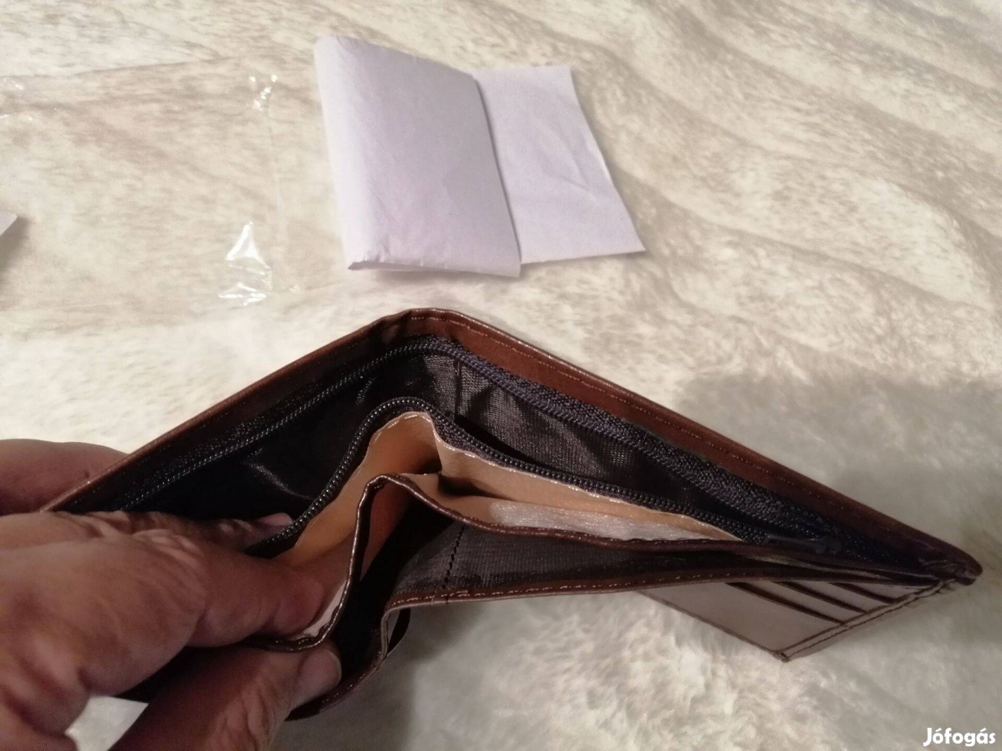 Buksza pénztárca barna bőr csomagolt új, sok fakk,ajándéknak