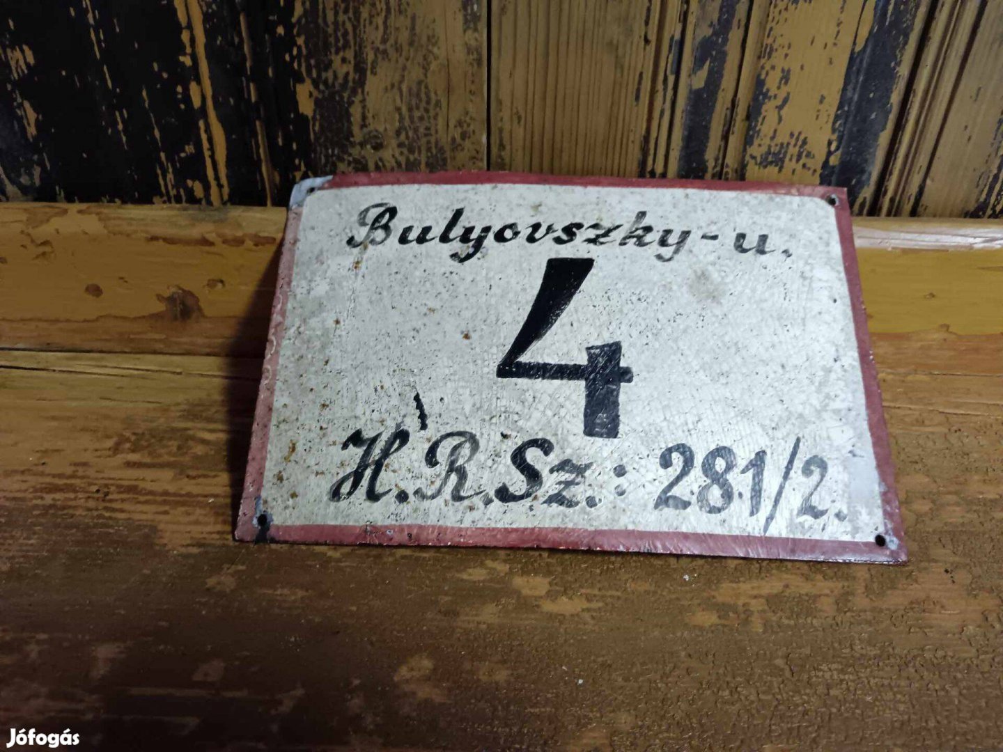 Bulyovszky utca tábla, régi festett tábla, 20. század közepéről, fém t