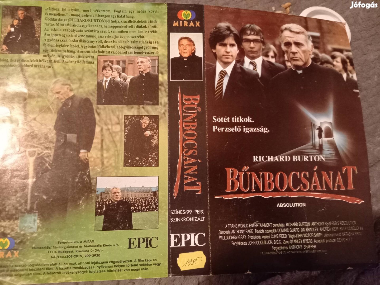 Bűnbocsánat - thriller vhs - Richard Burton