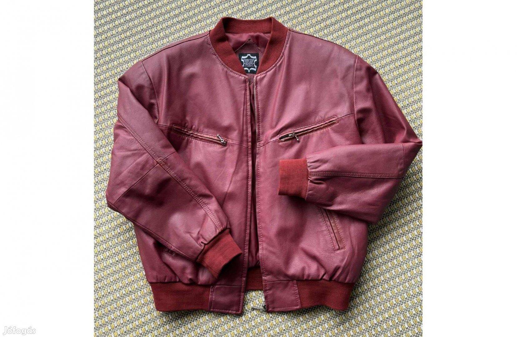Burgundi bőr bomberdzseki