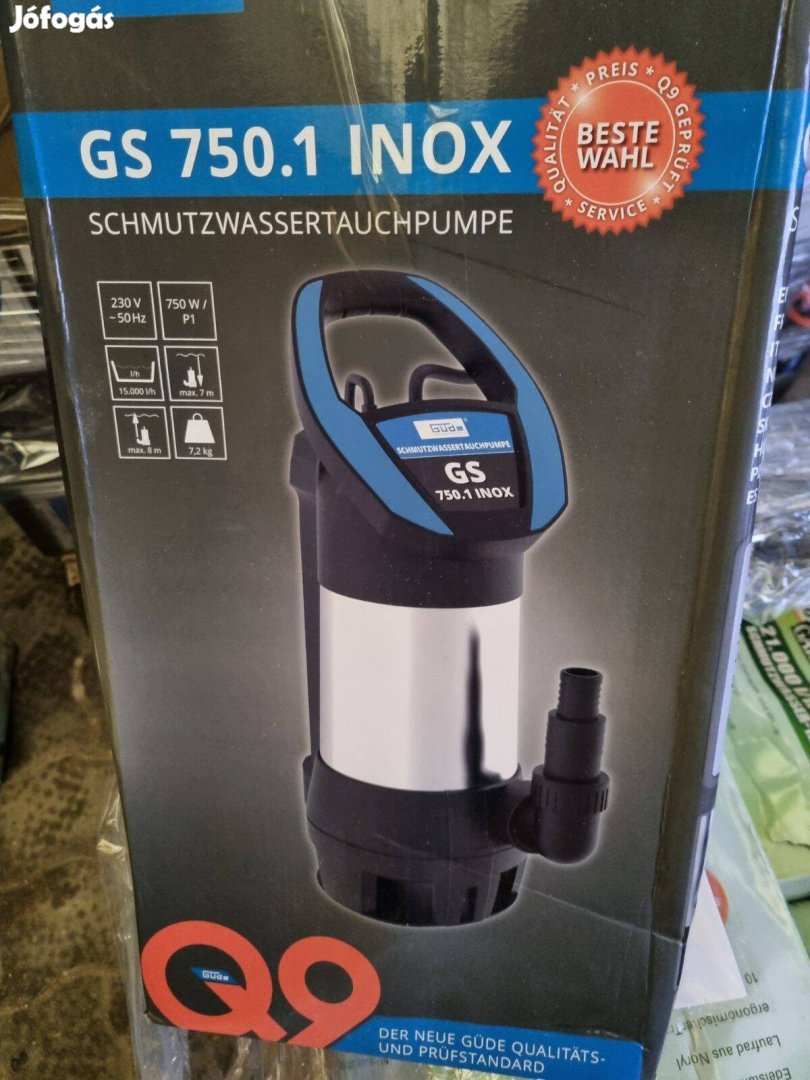 Búvárszivattyú GS 750.1 Inox, szennyvíz szivattyú 15000liter/óra