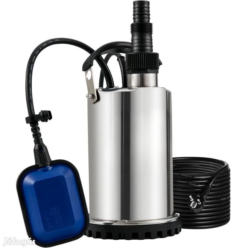 Búvárszivattyú úszóval, 550 W, rozsdamentes acél, áramlási