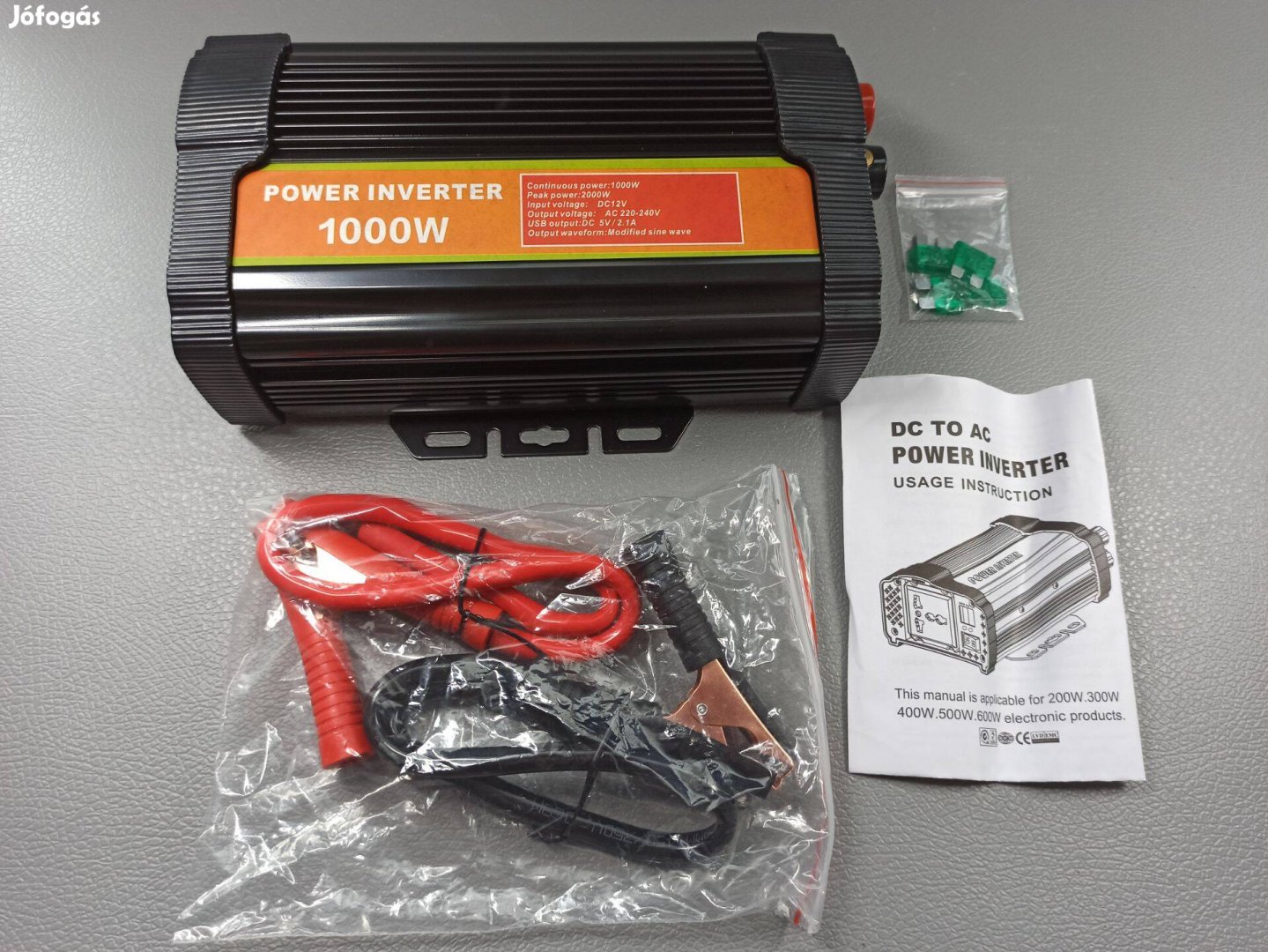 Bygd DC 12V-AC 230V feszültségátalakító inverter (1000w, 2.1A) Új