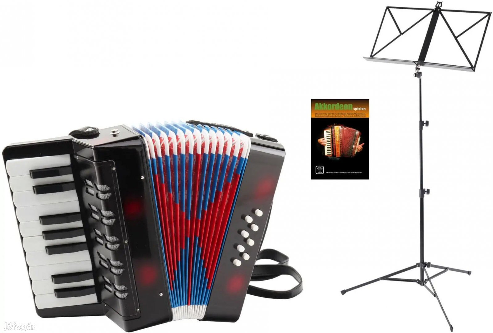 CC Bambino Gyerek Harmonika 8 Basszus fekete KÉSZLET válltámasszal,