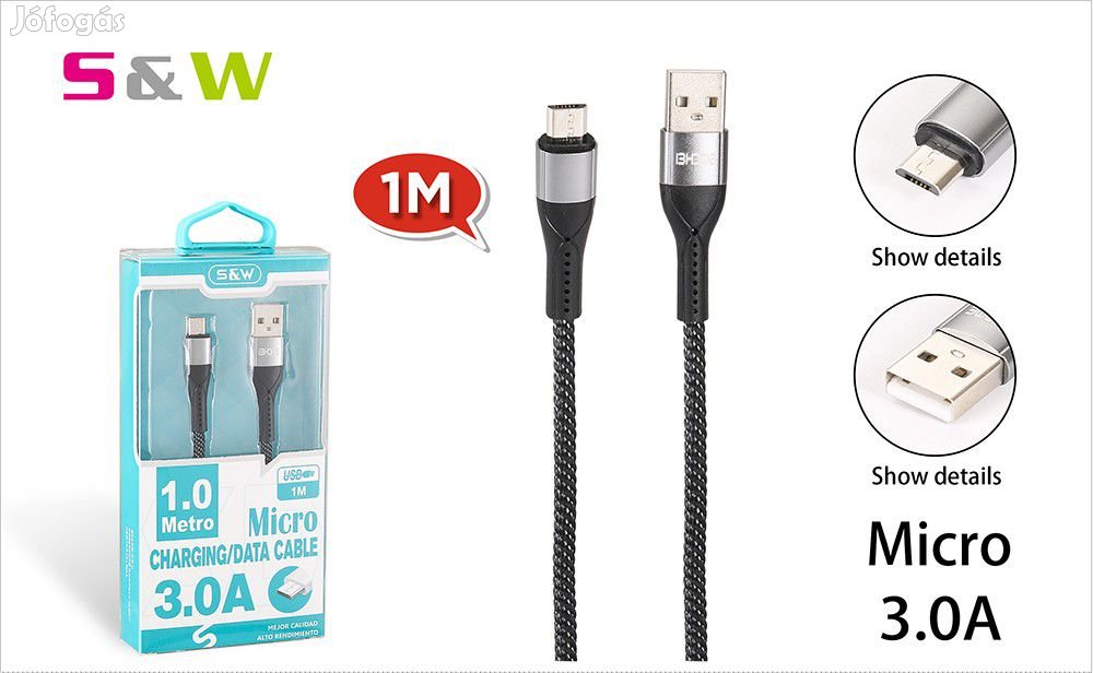 CELLECT Szövetborítású törésgátloval USB - MICRO USB töltő és  adatká