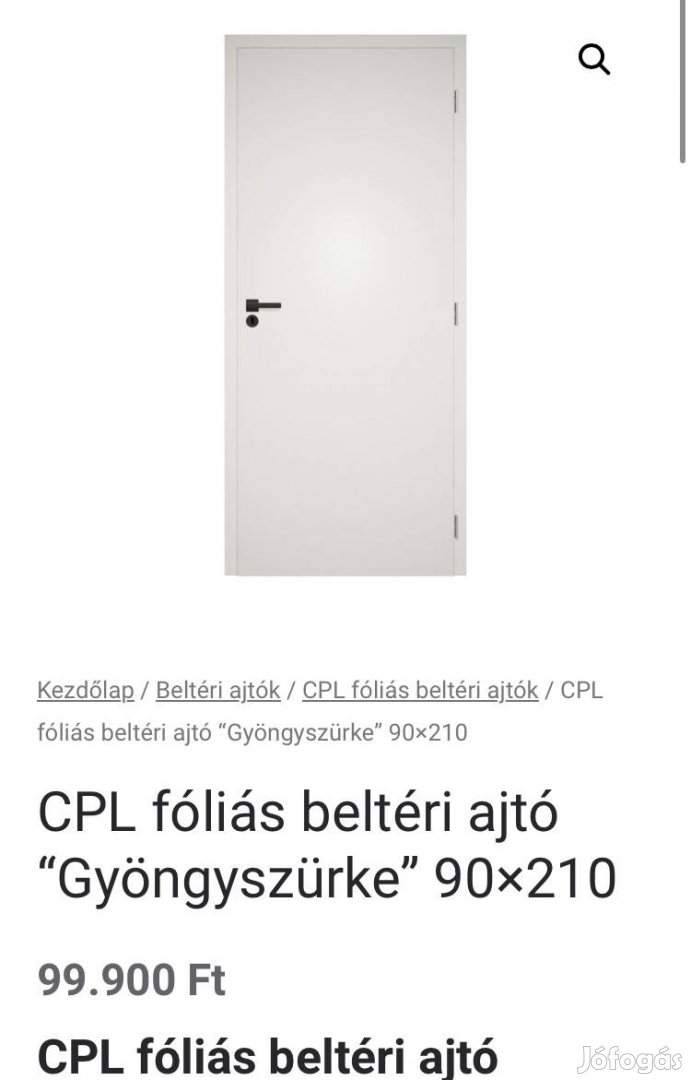 CPL fóliás fehér ajtó (dekor) eladó