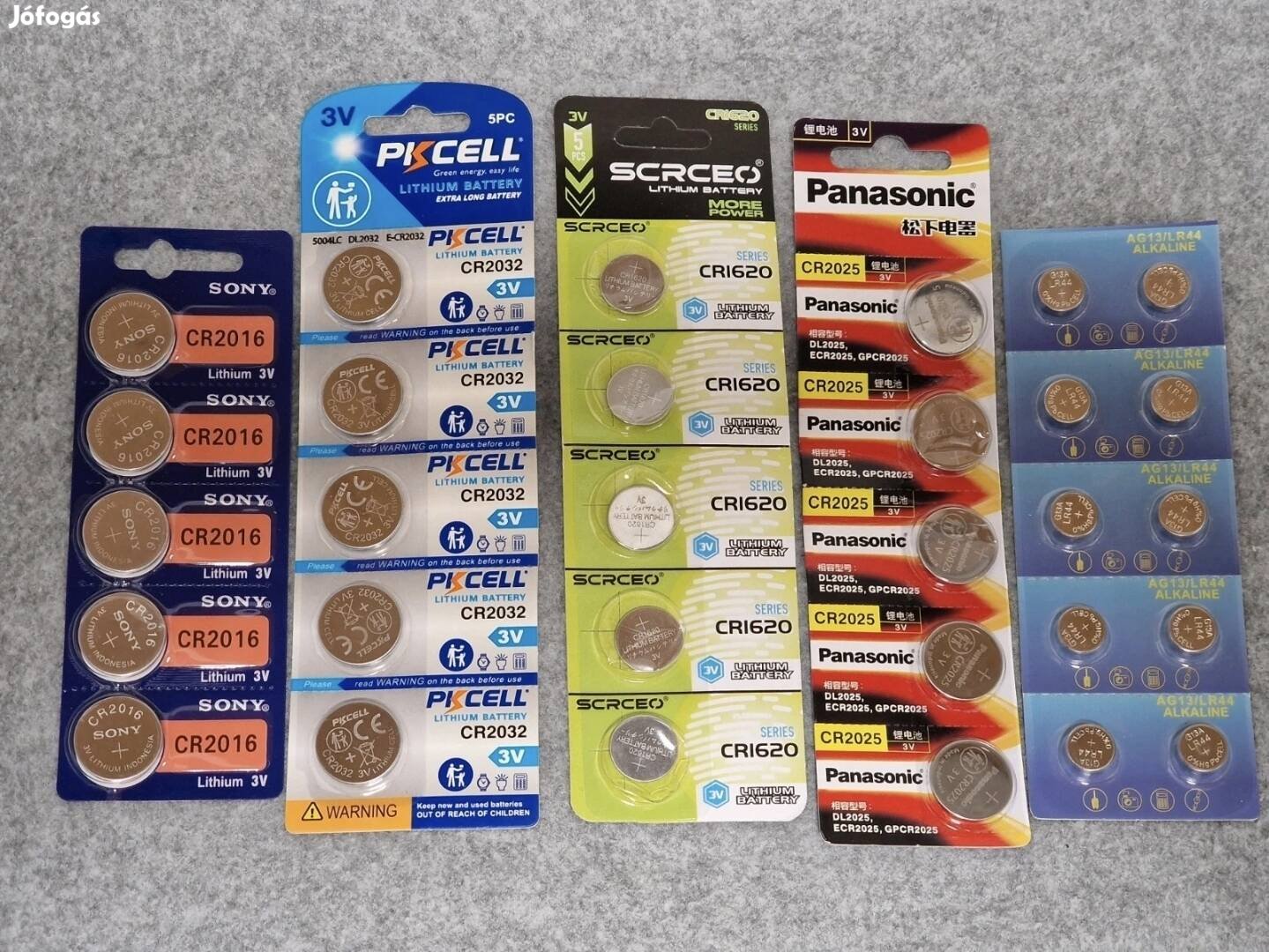 CR2016 CR2032 CR1620 CR2025 LR gomb elem csomag