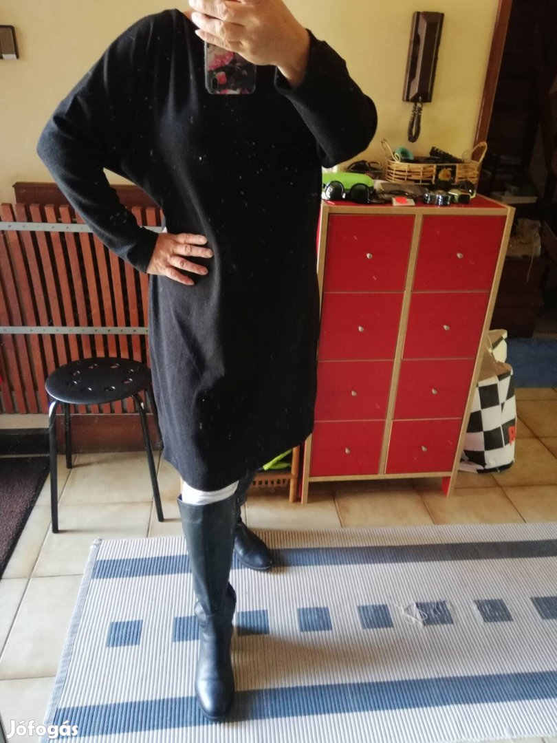 CA XL kötött fekete pulóver ruha