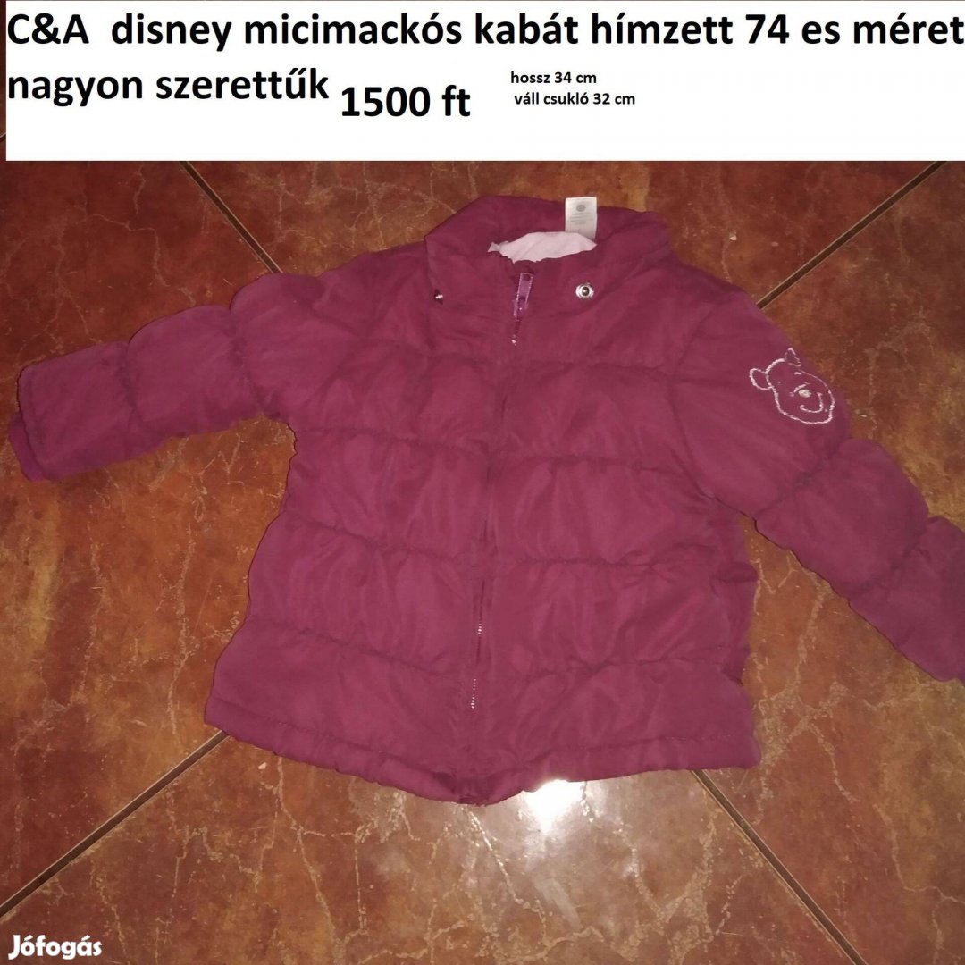 C&A disney micimackós kabát hímzett 74 es méret nagyon szerettűk 1500