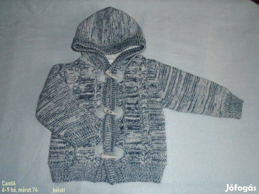 C&A kapucnis és bélelt cipzáras pulóver 6-9 hó (méret 74) kardigán