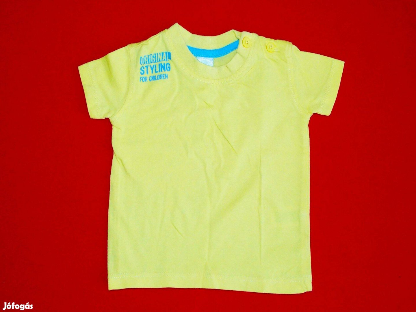 CA sárga, gombos vállú póló 62-es, 1-3 hónaposra