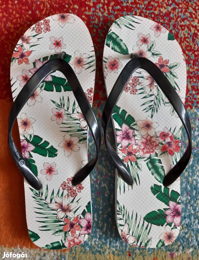 C&A színes , virágos, új flip flop papucs