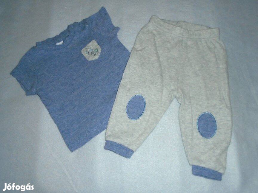 C&A szürke kék szett nadrág + póló 3-6 hó (méret 68)