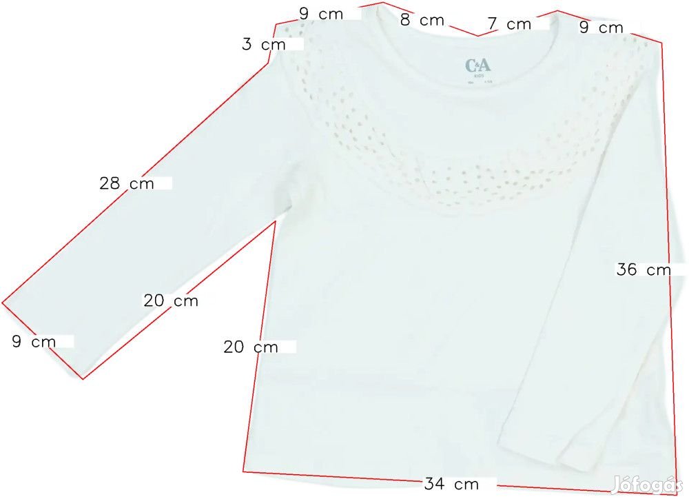 C&amp;A Új (címkés) Lány Hosszú ujjú felső (Méret: 104)