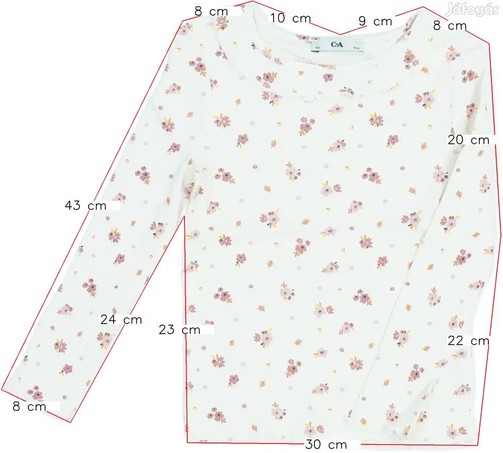C&amp;A Új (címkés) Lány Hosszú ujjú felső (Méret: 122)