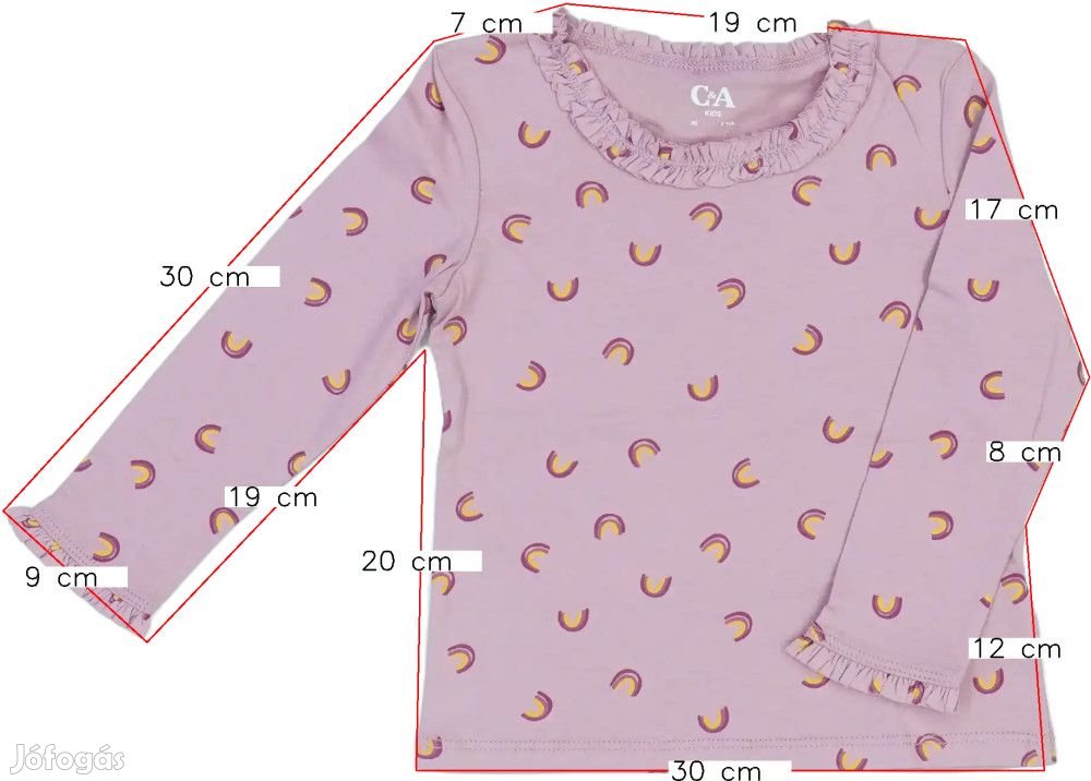 C&amp;A Új (címkés) Lány Hosszú ujjú felső (Méret: 92)