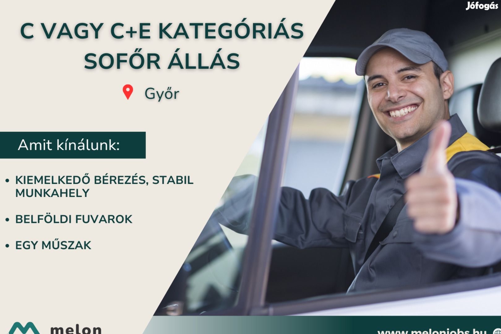 C vagy C+E kategóriás sofőr