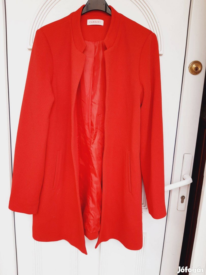 Camayeu XL-es piros tavaszi női hosszitott blézer kabát