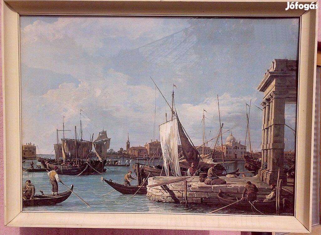 Canaletto: La Punta Della Dogana című festményének nyomata üvegezett