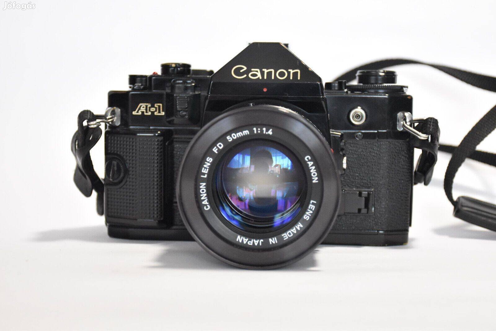Canon A-1 35mm Kamera 5 objektívvel táskával és egyéb tartozékokkal