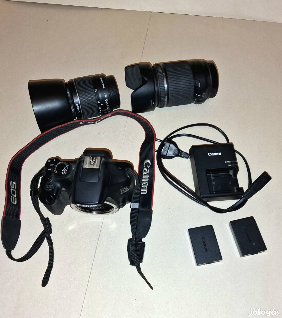 Canon EOS 1300d + 18-55 és 18-200 objektívek