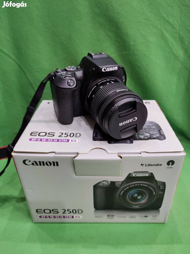 Canon EOS 250D DSLR fényképezőgép + 18-55 mm EF-S Is STM objektív dobo