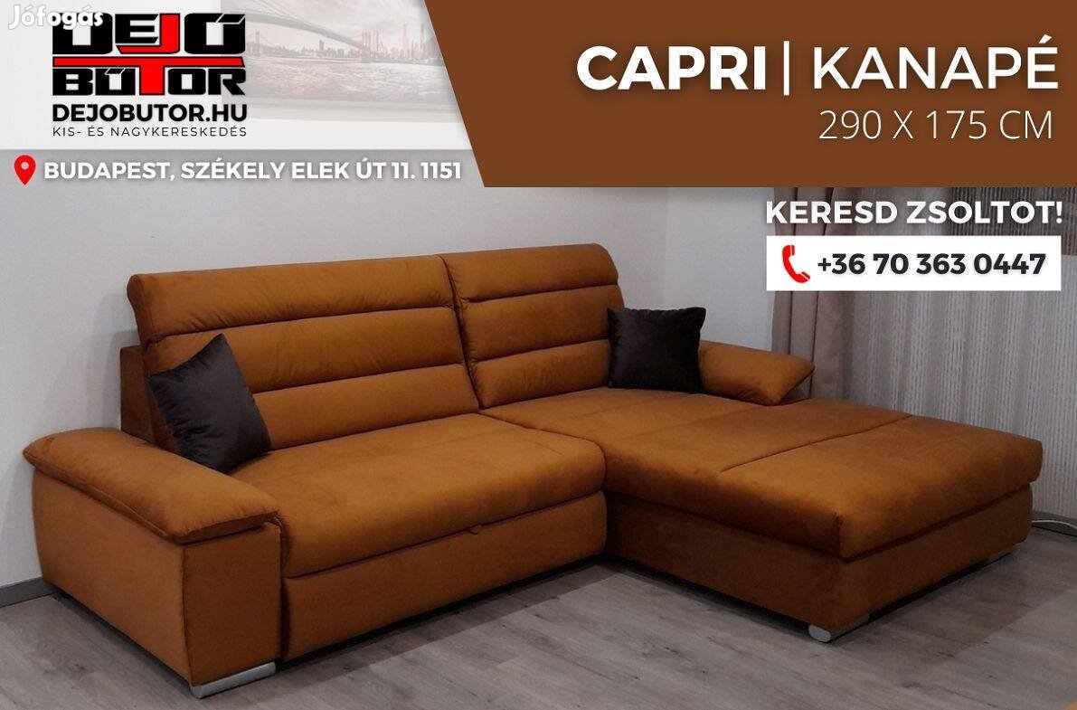 Capri 120 bronz rugós sarok kanapé ülőgarnitúra 290x175 cm ágyazható