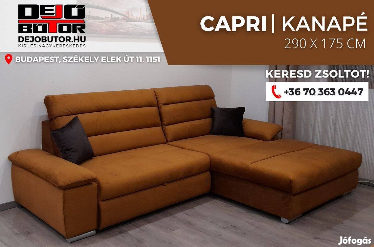 Capri 120 bronz sarok prémium kanapé ülőgarnitúra 290x175 cm ágyazható