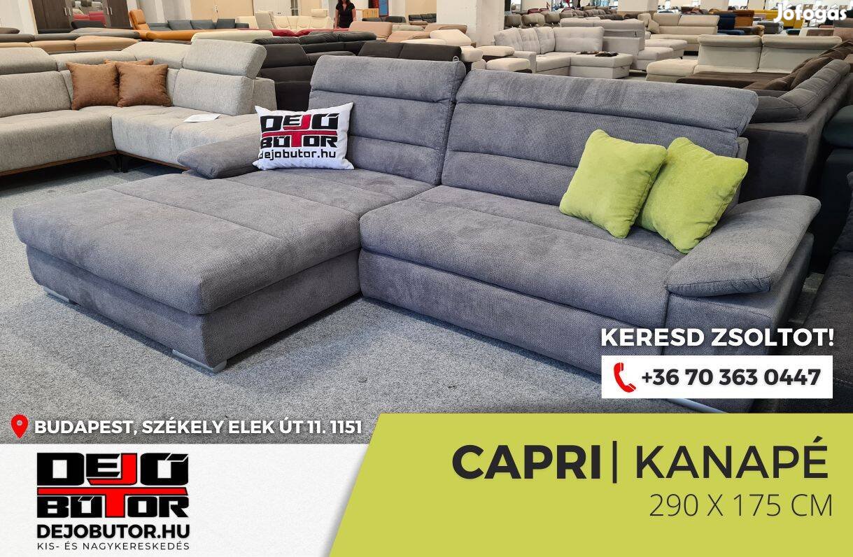 Capri 120 szürke rugós sarok kanapé ülőgarnitúra 290x175 cm