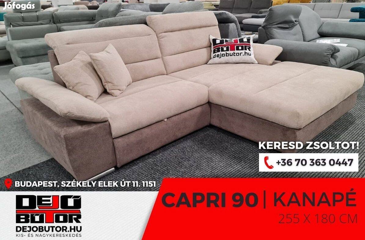 Capri 90 sarok prémium kanapé ülőgarnitúra 255x180 cm bézs ágyazható