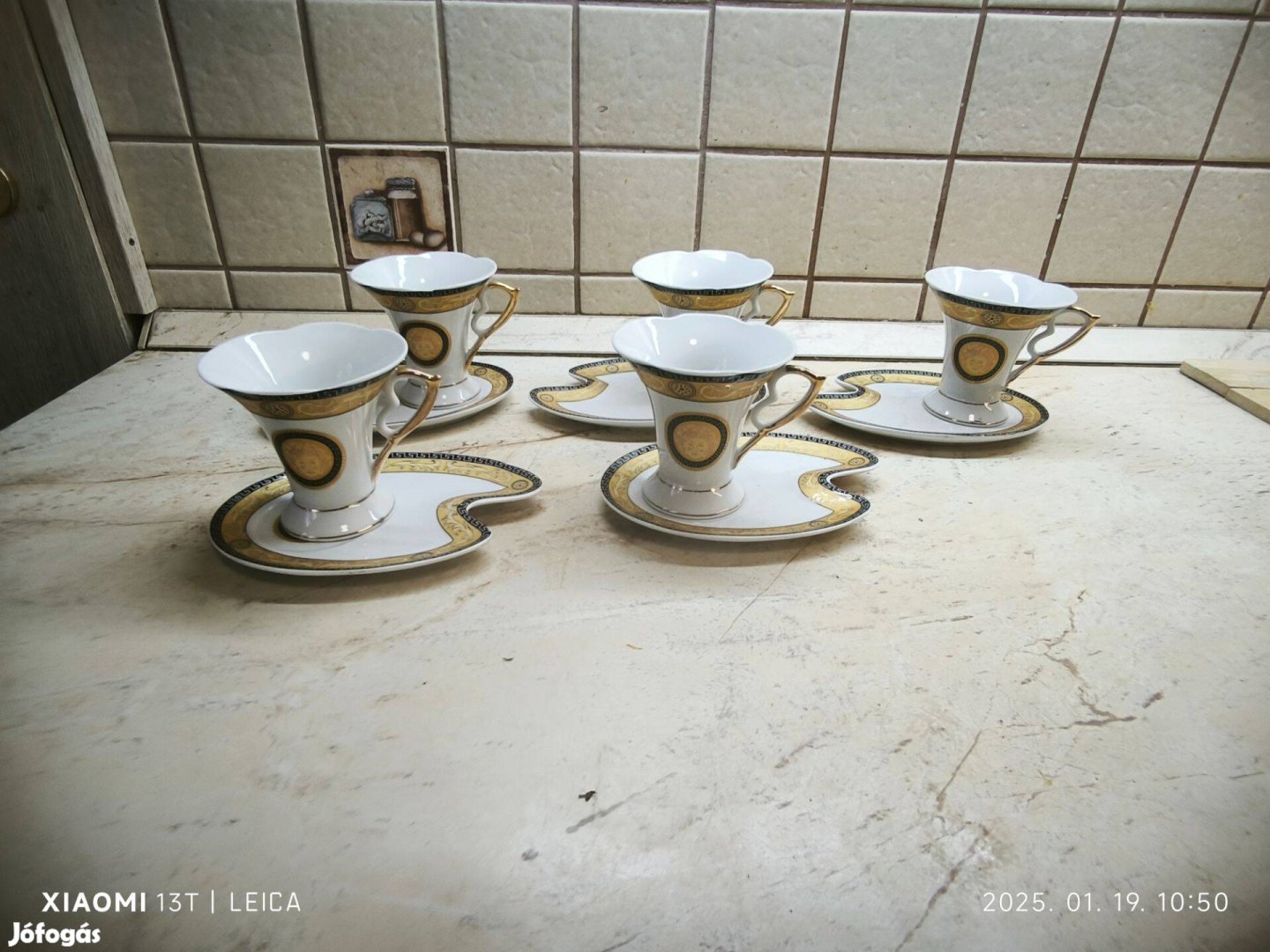 Capuccinó pohár alátéttel 5 db eladó!Porcelán reggeliző szett eladó!