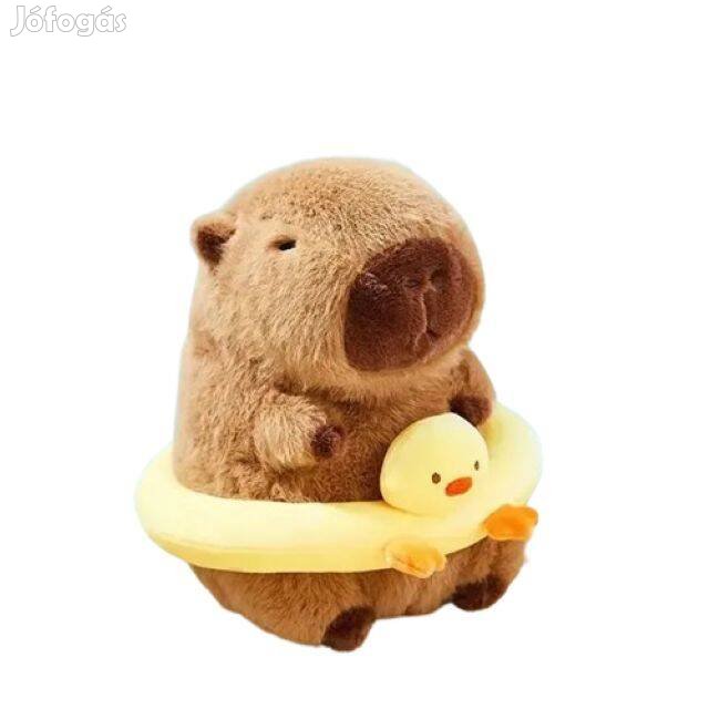 Capybara plüssfigura gyerekeknek, sárga úszógumival, 20cm