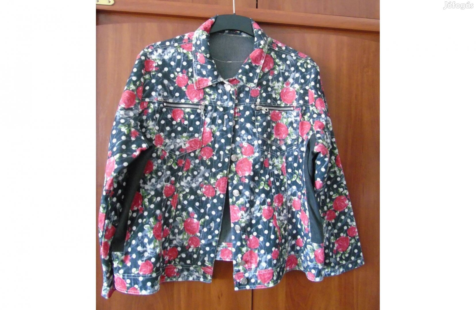 Caremo XL-es rózsás farmer kabát cipzáras zsebbel