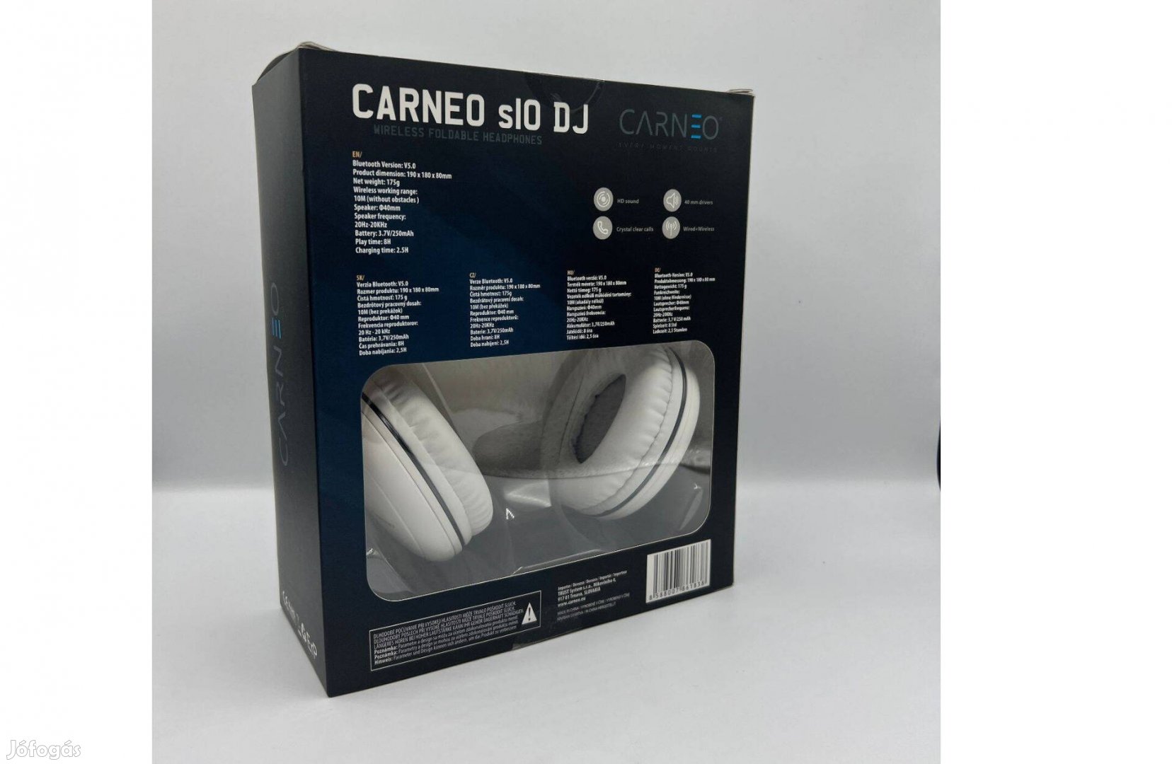 Carneo S10 DJ vezeték nélküli fejhallgató, fehér, új