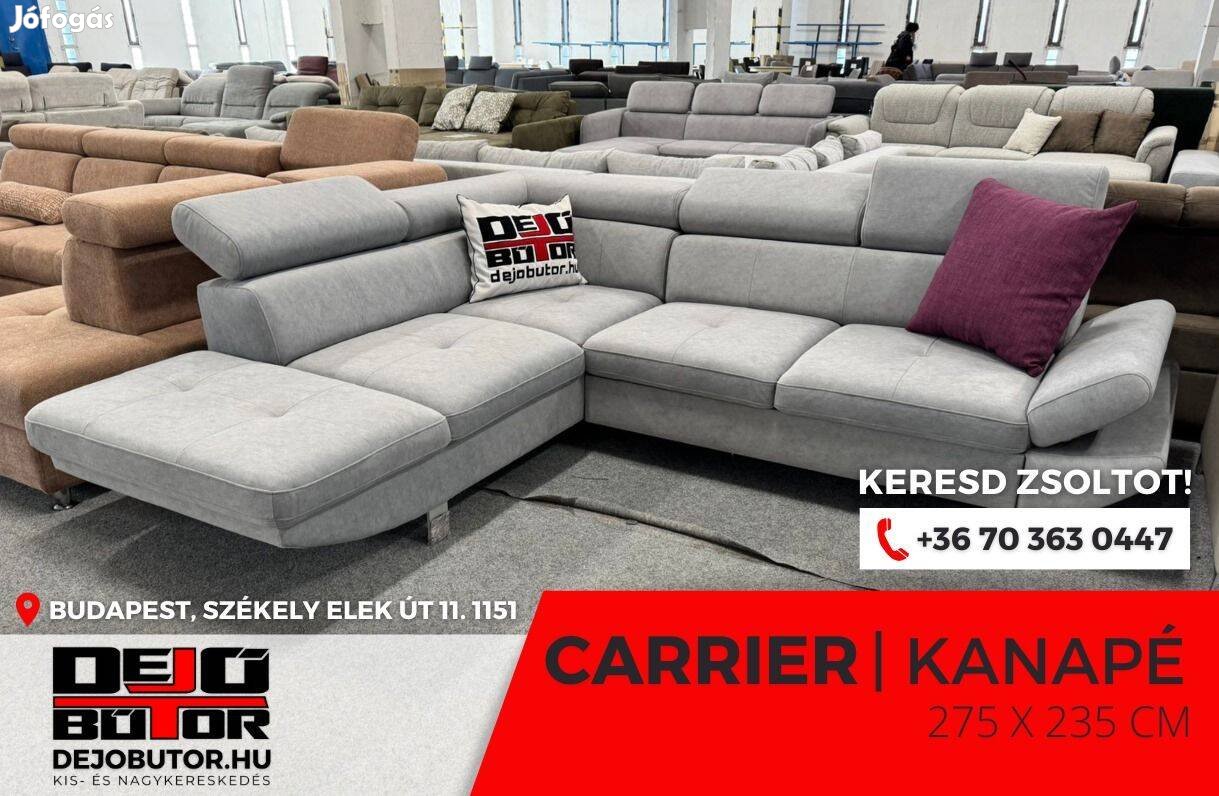 Carrier sarok hátfalas rugós kanapé ülőgarnitúra 265x265 cm szürke