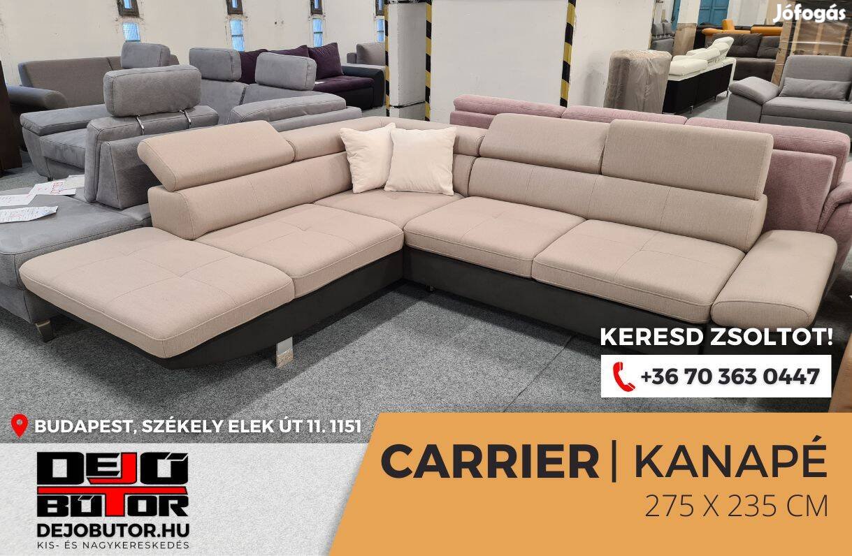 Carrier sarok prémium kanapé ülőgarnitúra 275x235 cm rugós bézs