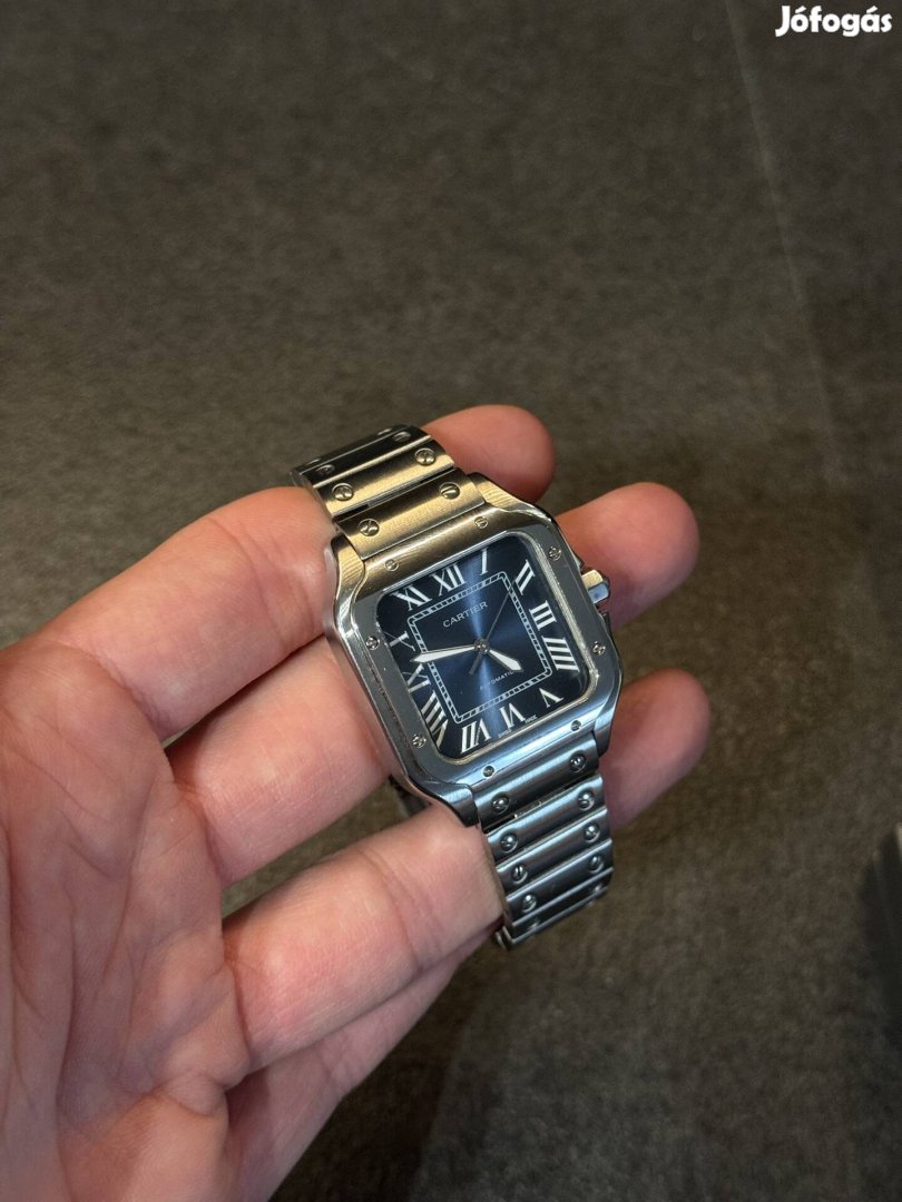 Cartier Santos 35mm (medium) kék számlampos óra