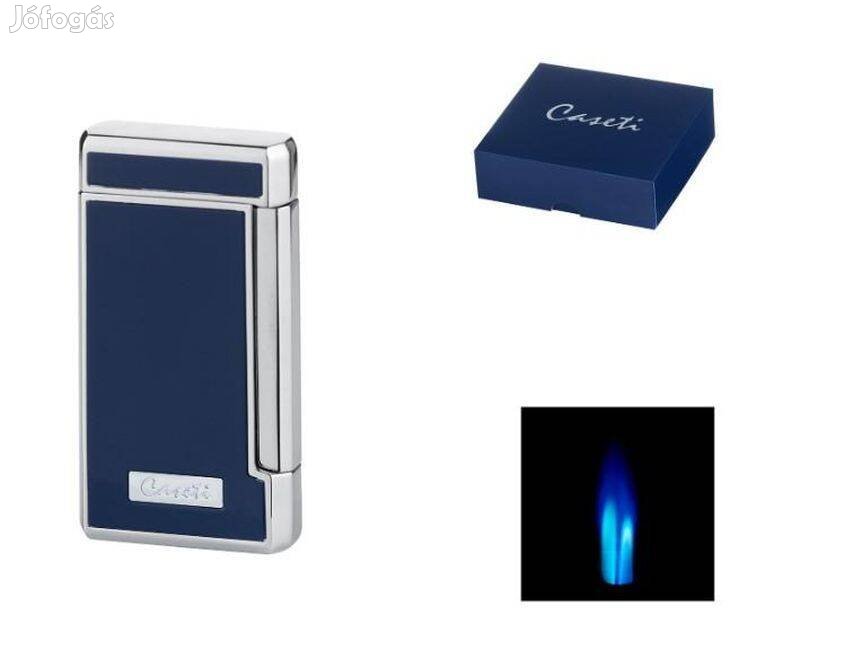Caseti szivar öngyújtó matt kék és króm színben, 2-es Jet