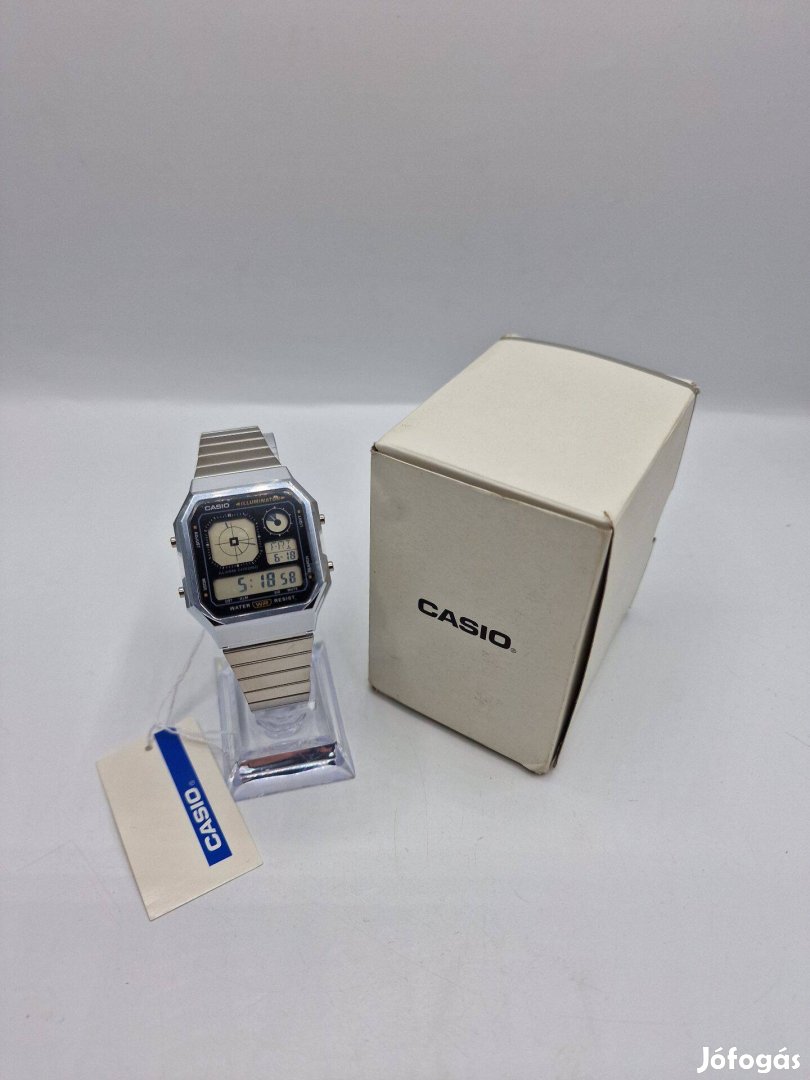 Casio A130WE unisex karóra, 34mm, ezüst, használt